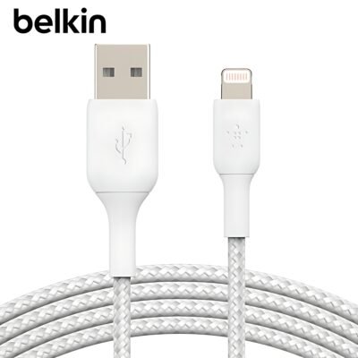 BELKIN Câble Nylon tressé USB-A vers Lightning (1m, Blanc) _ CAA002BT1MWH