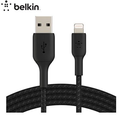 BELKIN Câble Nylon tressé USB-A vers Lightning (2m, Noir) _ CAA002BT2MBK