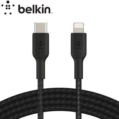 BELKIN Câble Nylon tressé USB-C vers Lightning (1m, Noir) _ CAA004BT1MBK