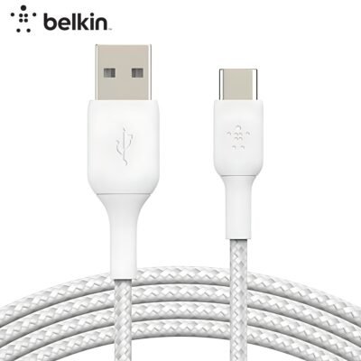 BELKIN Câble Nylon tressé Ultra-résistant USB-A vers Lightning (3m, Blanc) _ CAA002BT3MWH
